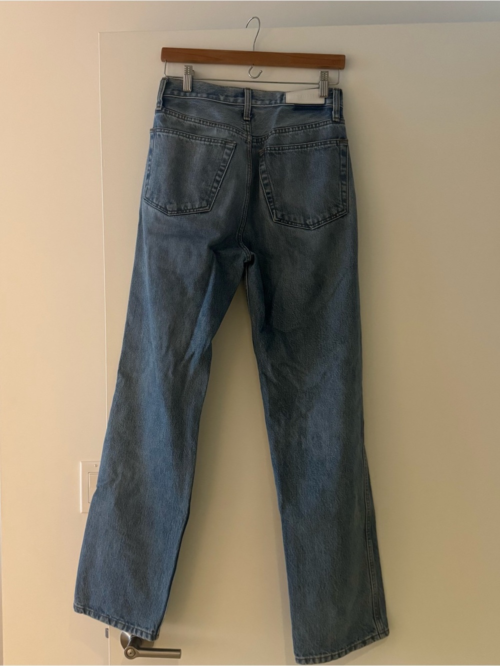 Re/Done High-Rise Straight Leg Jeans in Light Blue - Picture 6 of 7